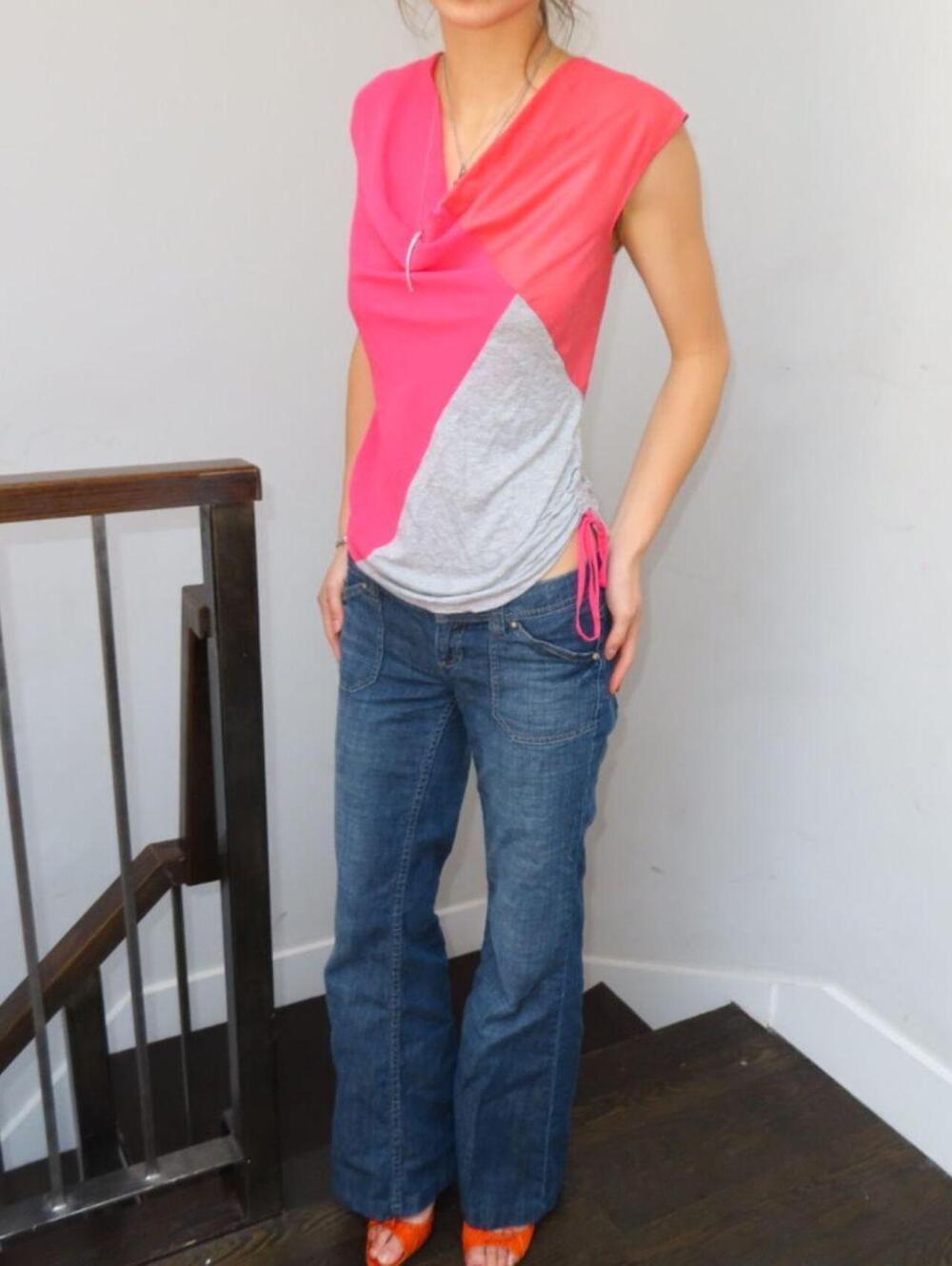 Armani Exchange Women's Grey and Pink Shirt